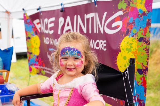 Brading - Festival of Heroes 2019. Imogen Doyle, four with her face painted..