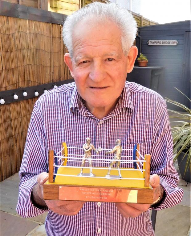Isle of Wight County Press: Repair Shop - Ray Fallone with his restored boxing ring award.