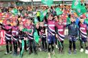 Youngsters of Vectis Rugby Club enjoying the St Patrick's Day atmosphere at a London Irish match.