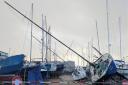 Boats on their side, at Kingston Boatyard in East Cowes