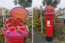 Squirrel post box topper in Northwood for Valentine's Day.