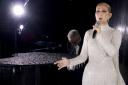 Canadian Singer Celine Dion performed at the Eiffel Tower (Olympic Broadcasting Services/AP)