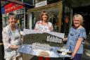 Crafter Gill Wright, Claire McElroy, store manager, Clare's department store and crafter, Pat Freeman