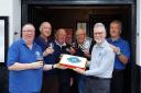 (l-r) CAMRA Regional Director Scotland, Stuart McMahon; Founding Member Hugh Stevenson; Former CAMRA Regional Directors Lindsay Grant and Ray Turpie; Founding Member Mick Lee; and Former CAMRA National Chairman Colin Valentine at the Bon Accord in