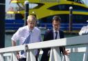 Boris Johnson with Bob Seely on a visit to Wight Shipyard.