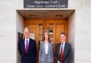 The Churchers criminal defence duty solicitor team. From left, Barry Arnett, Amy Hosell and Henry Farley outside the court buildings in Newport.