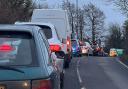 Heavy traffic on Long Lane on the outskirts of Newport