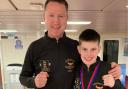 Isle of Wight boxer Bobby Mills with head coach Mike Voisey.