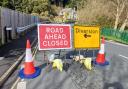 A road closed on the Isle of Wight