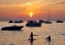 The sunset at Totland Bay.