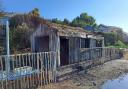 Burnt out beach shack in Bembridge.