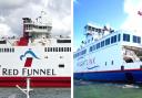 Red Funnel and Wightlink car ferries.