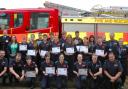 Sandown firefighting cadets at their recent passing out parade.