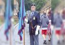 Mike Whittington as standard bearer for Island's Royal Air Force Association (RAFA)