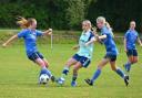 Shanklin Ladies (in blue) in action against Basingstoke Town Women.