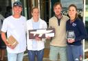 Winning team Audrey, receiving their prizes, with a crew comprising Ted Blowers, Oli Aldridge, and Paris 2024 Olympians Ellie Aldridge and Vita Heathcote.