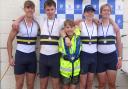 Ryde Rowing Club's winning boys' J16 coxed four, comprising Fin Diffey, Isaac Gibson, Charlie Watts and Joe Bird, stroke, with Harry Watts coxing.