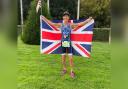 Liz Dunlop representing Great Britain at the European Age Group Triathlon Championships