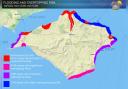 A map showing flooding risk on the Isle of Wight tomorrow (Sunday October 20)