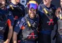 Americas Cup Island-born sailor Leigh McMillan celebrates winning the Louis Vuitton Trophy to qualify for the final against New Zealand.