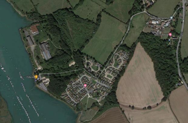 Isle of Wight County Press: The Folly Works site, above the Folly Inn in the picture below. (Google Maps(