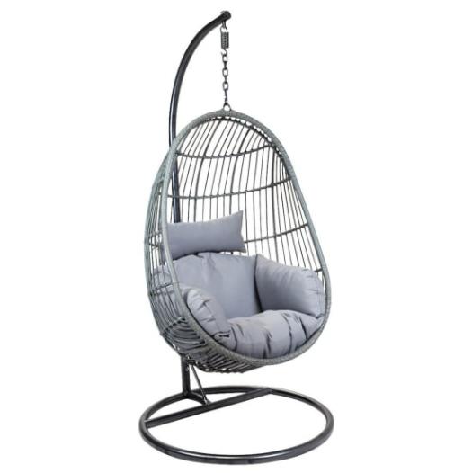 Isle of Wight County Press: Charles Bentley Rattan Egg Shaped Garden Swing Chair - Grey. Credit: Wickes