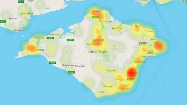 Isle of Wight County Press: Japanese knotweed hotspots on the Isle of Wight. Picture courtesy of Environet UK.