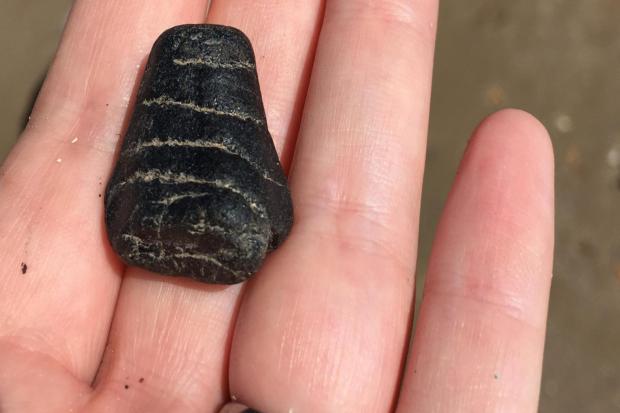 The Gearings' rare find on an Isle of Wight beach. Photo by Flick at Island Gems.