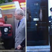 Julian Fountaine meeting Prince Charles at the Royal visit to Ryde Fire Station, and at Ten Downing Street.