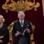 King Charles III and the Queen Consort during the Accession Council at St James's Palace, London.