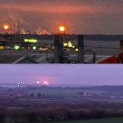 The flares above Fawley seen from East Cowes (top) and Calbourne.