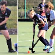 Adam Payne and Sophie Parkhouse playing for the Isle of Wight men's first team and ladies' seconds respectively on Saturday.