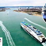 Two hovercraft from the Island escorted a brand new Brittany Ferries ship into Portsmouth.