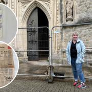 Hannah Griffiths stands outside Newport Minster.