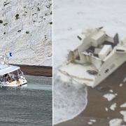 The Channel Queen after the rescue and the wreck off The Needles.