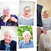 Some of the resident's portraits and Joy having her photo taken