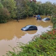 Flooding from Lukely Brook on Sylvan Drive in Newport