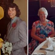From left: Kay and John on their wedding day. Right: Kay and John on a cruise.