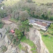 Bonchurch landslip from the air.