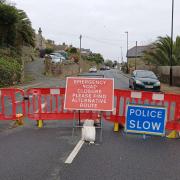 The current closure in force on Leeson Road, Ventnor.