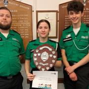 Louise (centre) was named as SJA District Cadet of the Year for Hampshire and Isle of Wight 2024.