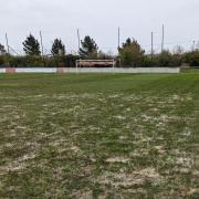 Waterlogged pitch at Beatrice Avenue