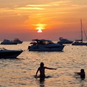 The sunset at Totland Bay.