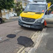 Repair work carried out on Atherley Road in Shanklin.