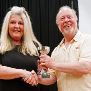 Printed images category winner Karen Dudley with her trophy.