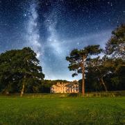 Appuldurcombe House at night.