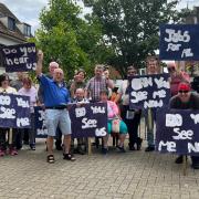 Protest in Newport over lack of jobs for people with disabilities.