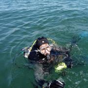 Mark Plimley swimming in the ocean.