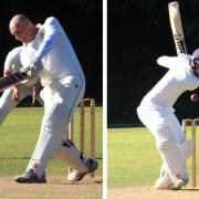 Shanklin and Godshill's Mark Ringer, left, and captain, Ben White, in action against Totton & Eling.