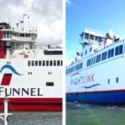 Red Funnel and Wightlink car ferries.